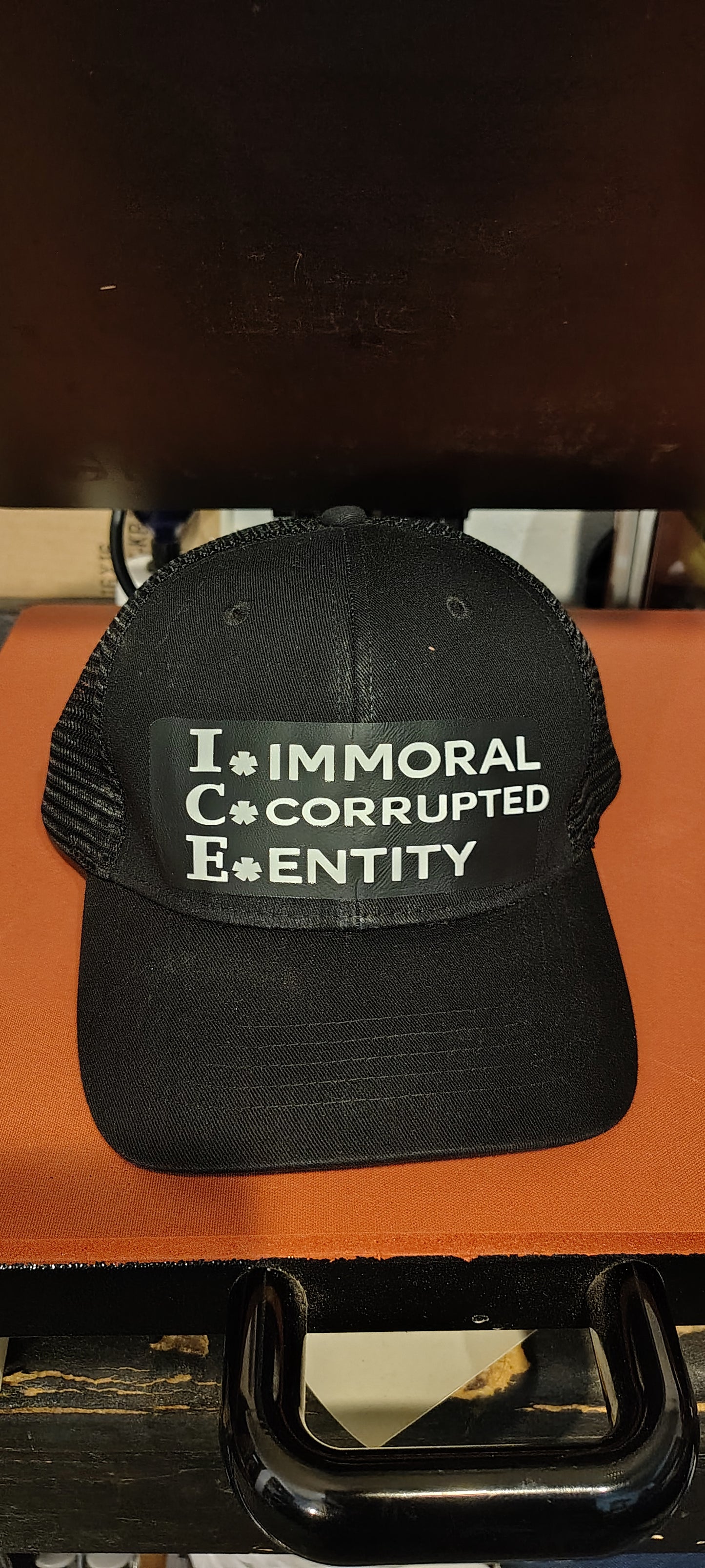 I*C*E Immoral Corrupted Entity snapback trucker hat