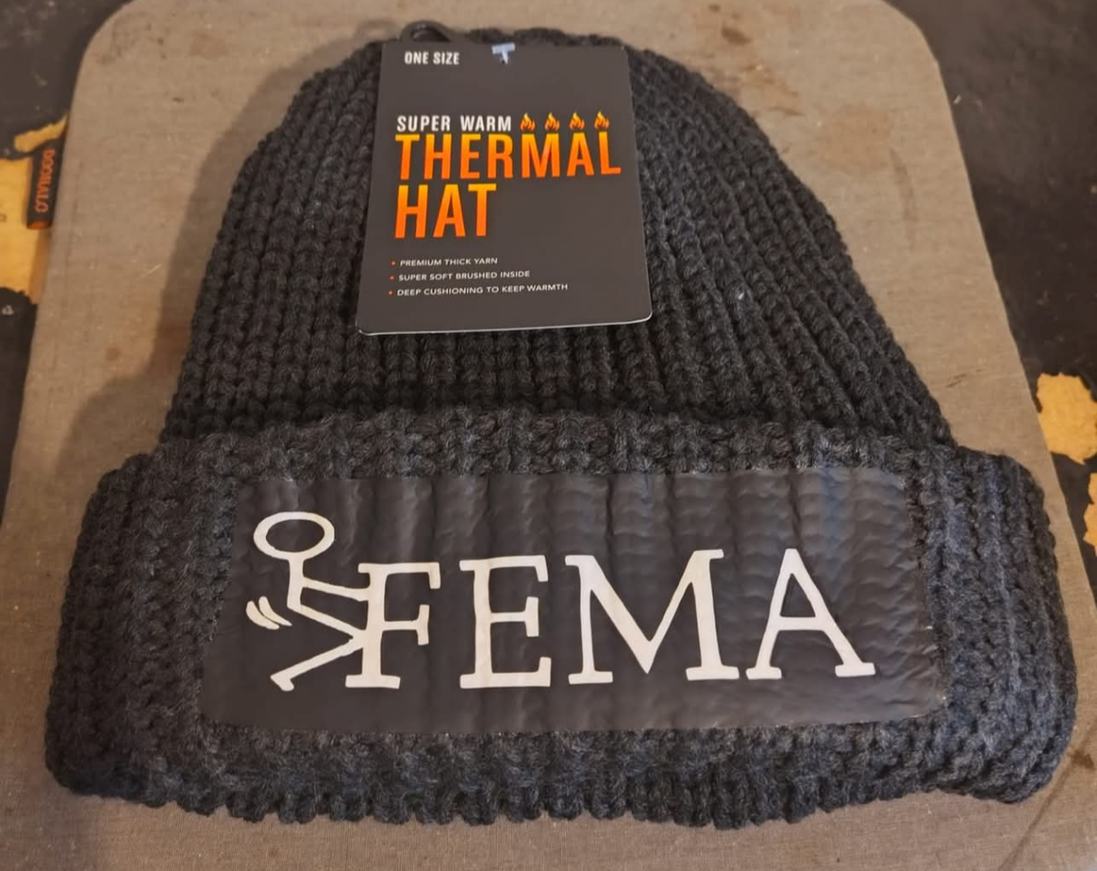 Funny F FEMA thermal beanie